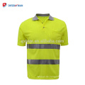 Kundenspezifisches hohes Visibility-hallo Vis-Polo-T-Shirt mit reflektierenden Band-Limonen grünen kurzen Hülsen Sicherheits-Arbeitskleidungs-Tasche